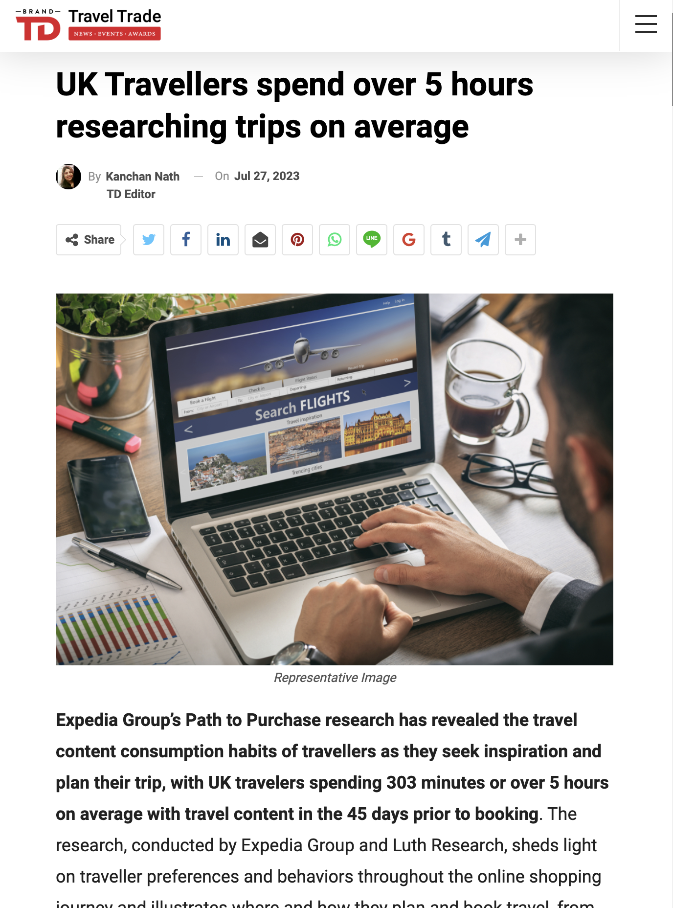 Preview of Travel Trade article.