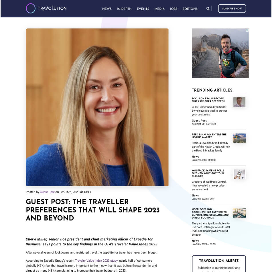 A screenshot of a 2023 research post on the Traveloution website