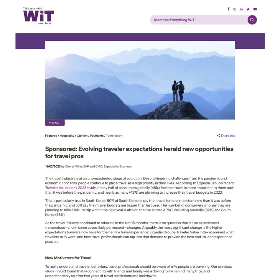 A screenshot of a 2023 research post on the WiT website